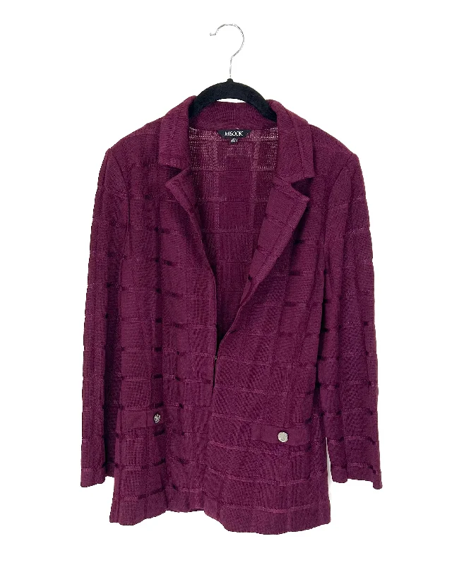 Burgundy Knit Cardigan - Size 2/4 Glossy Satin Silk