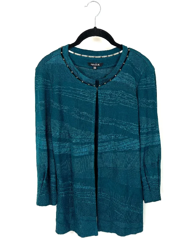 Emerald Green Cardigan - Size 2-4 Terry Terry Cloth Terry Knit