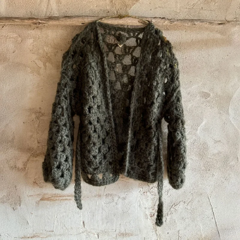Rosa Cardigan - Women - MO Mohair - S005 Khaki Fleece Cardigan Nylon Polyester