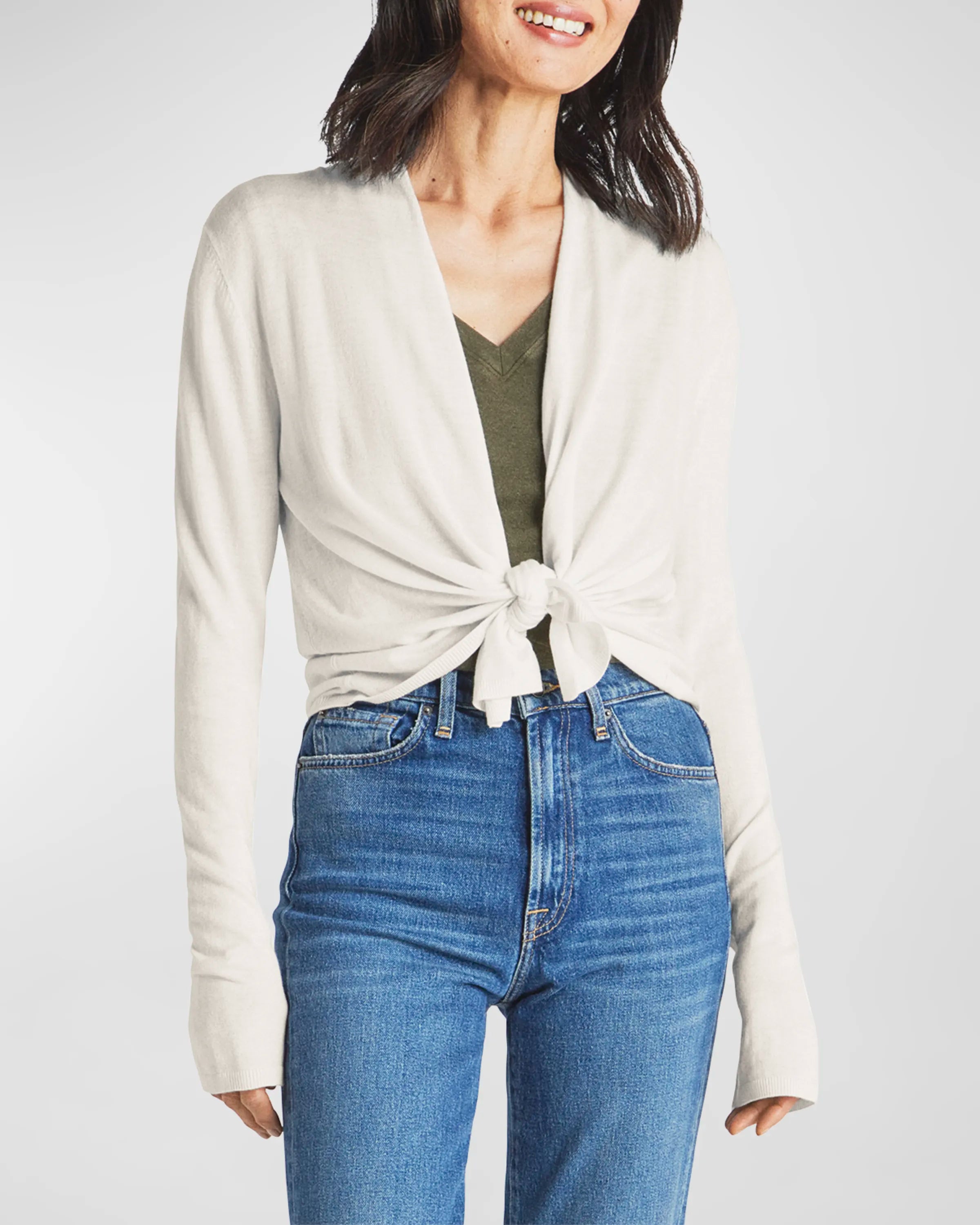 Sami Open Tie Cardigan - Moonstone Toggled Drawstring Belted