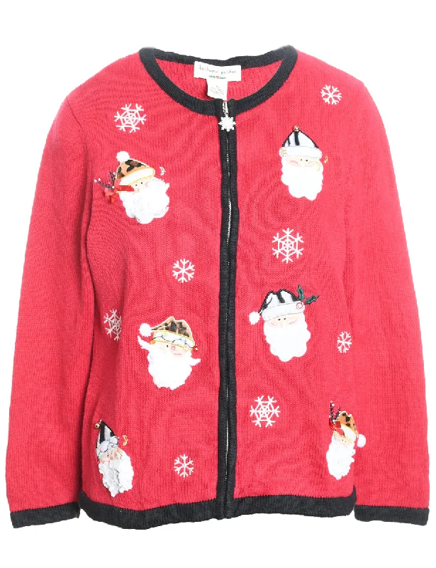 Santa Claus Christmas Cardigan - L Terry Blend Velvet Blend Canvas Blend
