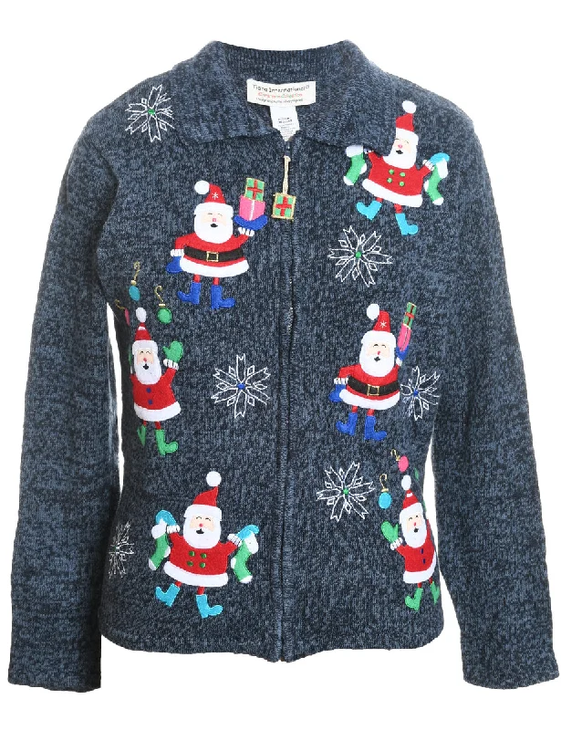 Santa Claus Christmas Cardigan - M Toggled Drawstring Belted