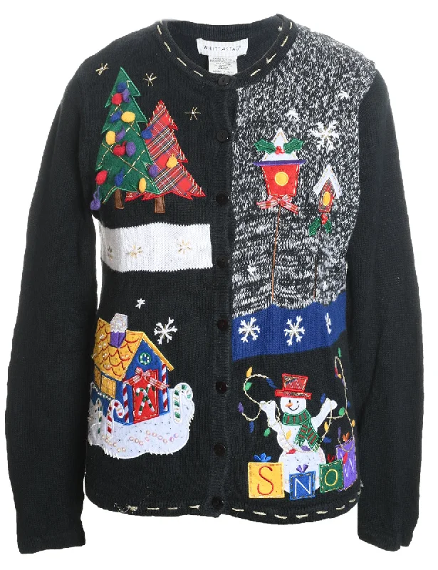 Snowman Christmas Cardigan - M Stylish Fashionable Trendy