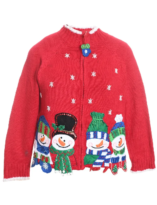 Snowman Christmas Cardigan - M Stylish Fashionable Trendy