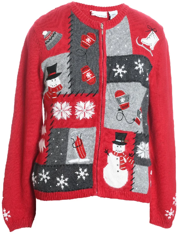 Snowman Christmas Cardigan - S Long Cardigan Short Cardigan Medium Cardigan