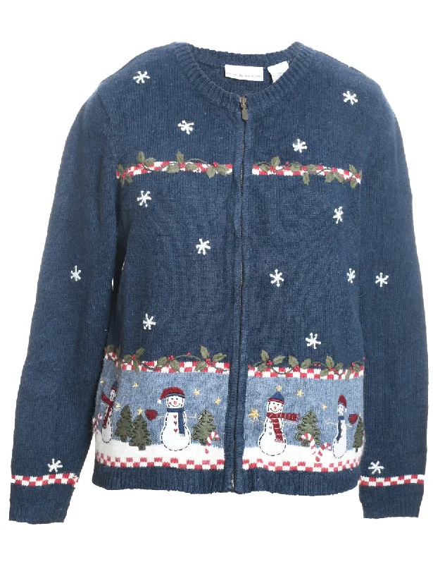 Snowman Christmas Cardigan - S Seamless Knitted Crochet