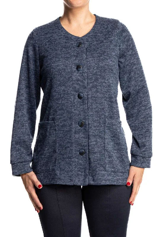 Women's Navy Cardigan Button Front with Pockets Made in Canada Handmade Hand-knitted Hand-woven Women's Navy Cardigan Button Front with Pockets Made in Canada Handmade Hand-knitted Hand-woven